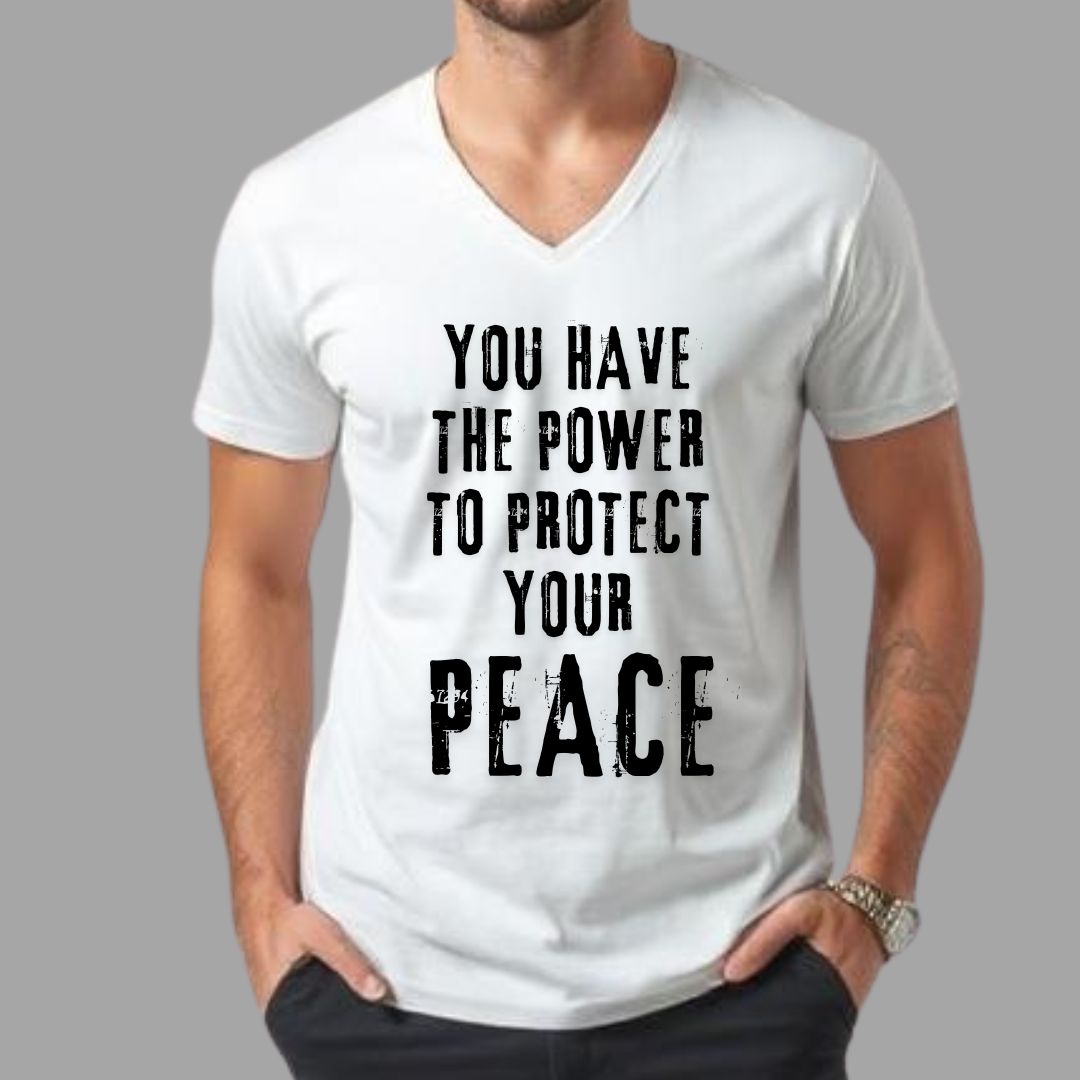 Peace White V-Neck Tee