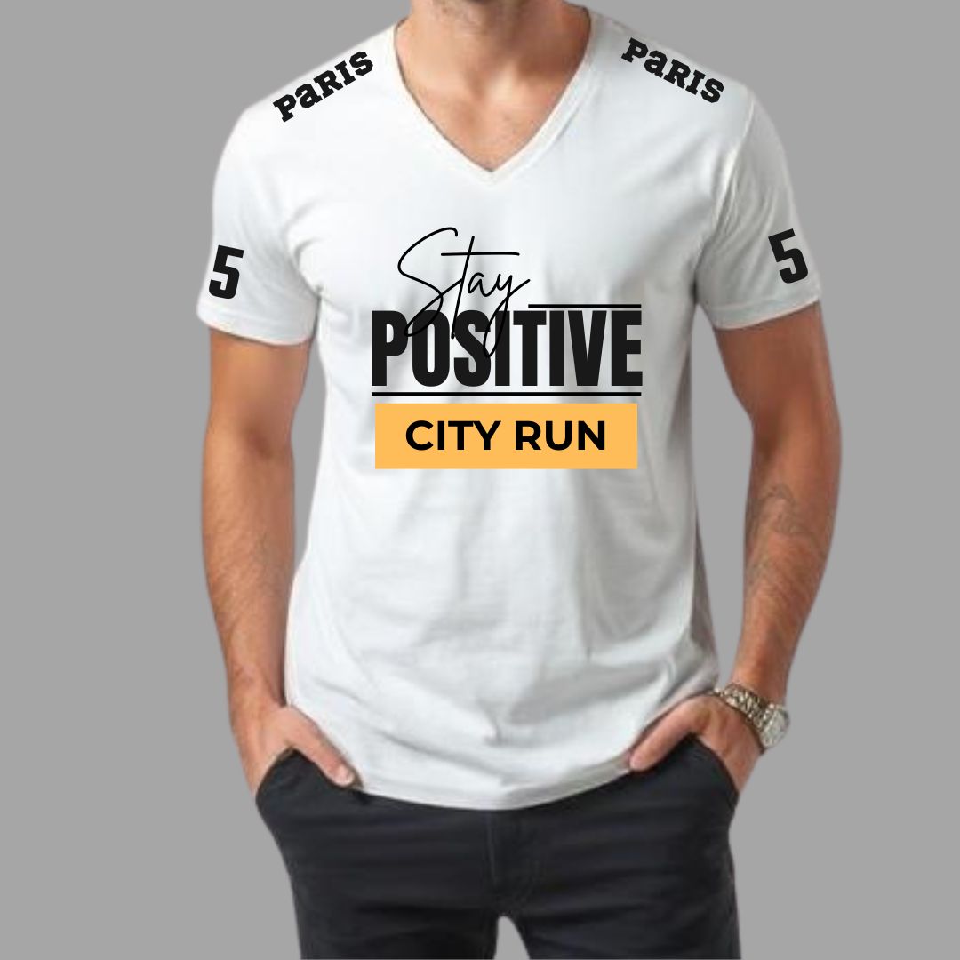Stay Positive White V-Neck Tee