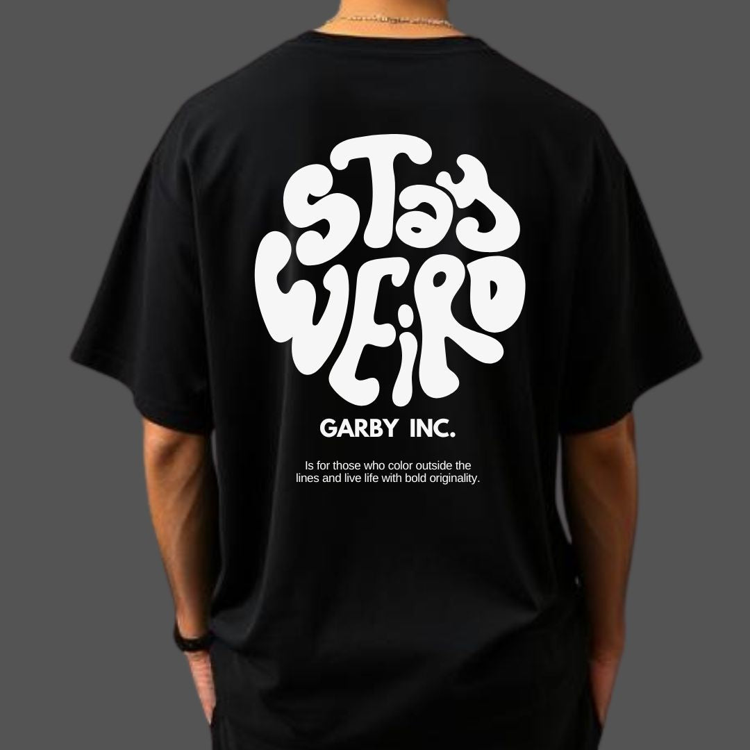 Stay Weird Black Drop Shoulder T-Shirt