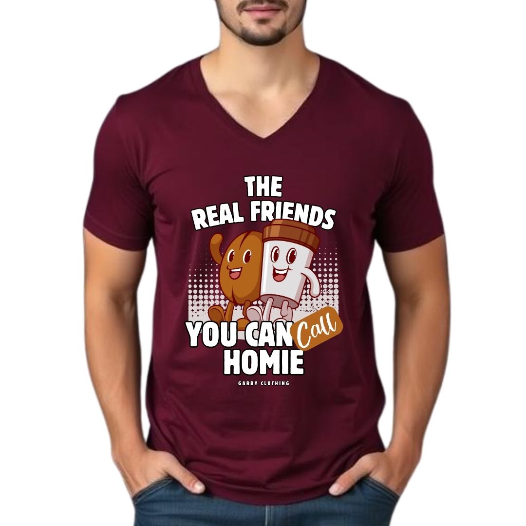 The Real Friends Maroon V-Neck Tee
