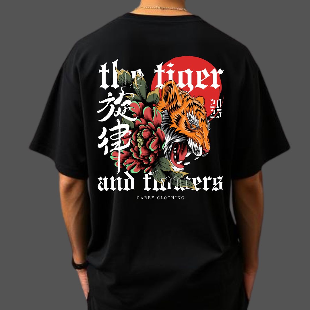 The Tiger Black Drop Shoulder T-Shirt